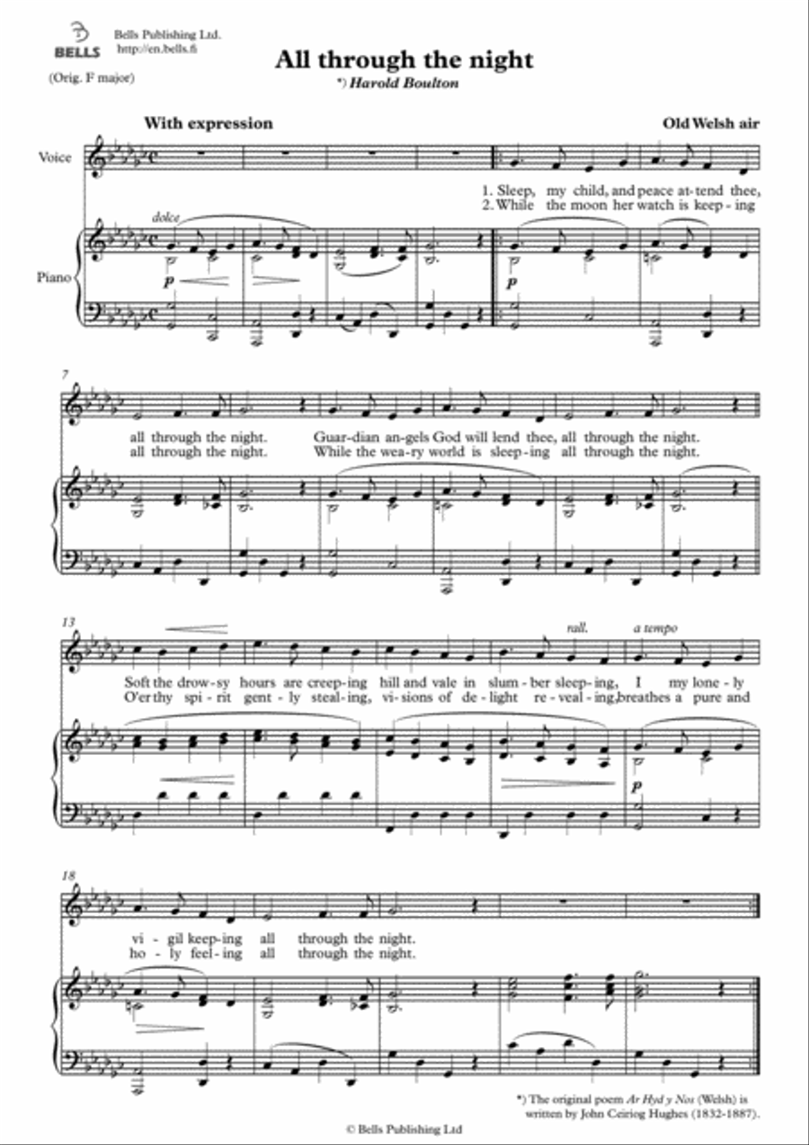 All Through The Night (G-flat Major) Voice Solo scores gallery preview page 1