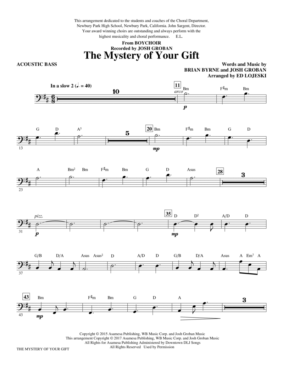 The Mystery of Your Gift - Acoustic Bass