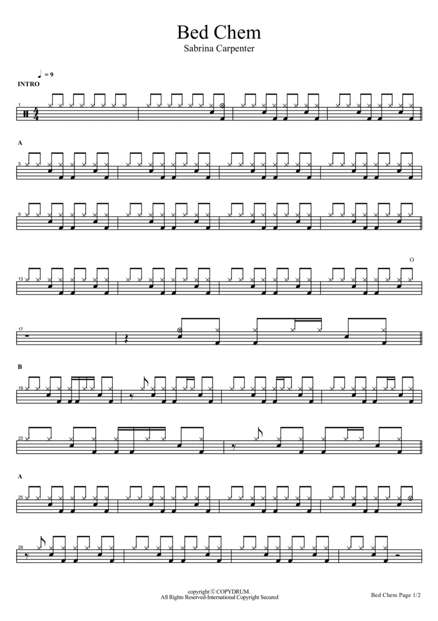 Bed Chem Drum Set scores gallery preview page 1