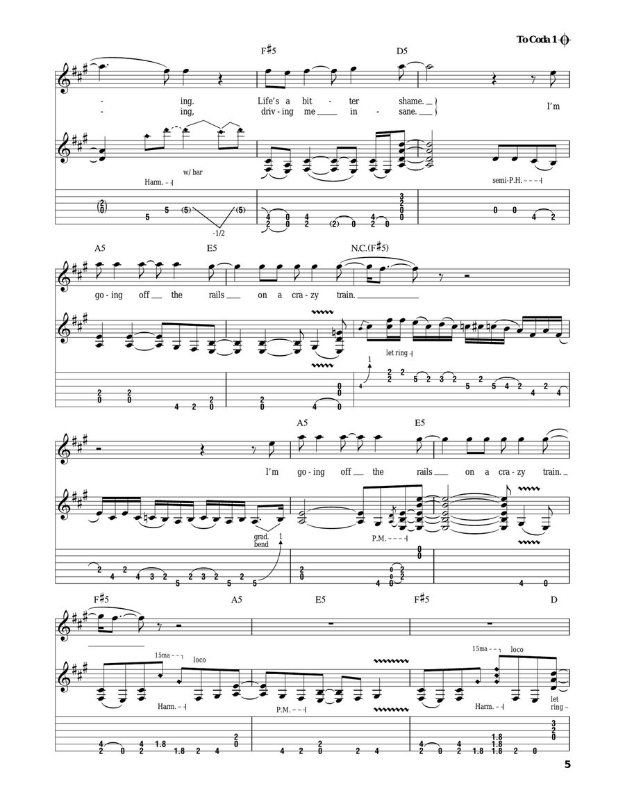 Crazy Train Acoustic Guitar scores gallery preview page 5