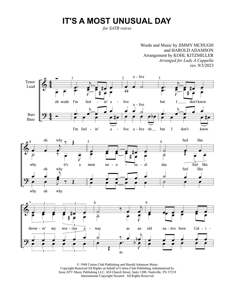 It's A Most Unusual Day 4-Part scores gallery preview page 2