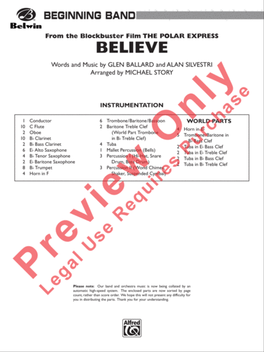 Believe (from The Polar Express) Concert Band scores gallery preview page 2