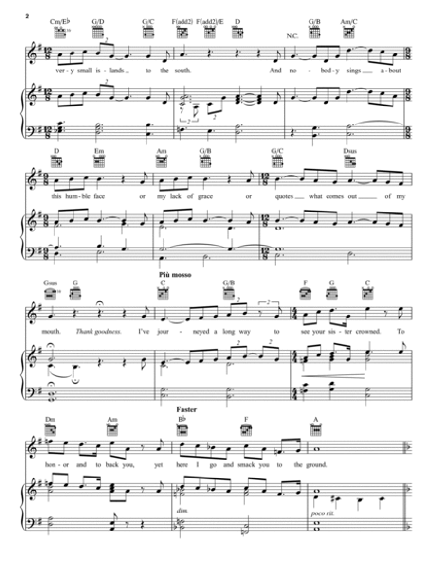 Hans Of The Southern Isles (from Frozen: The Broadway Musical) Piano, Vocal, Guitar scores gallery preview page 2