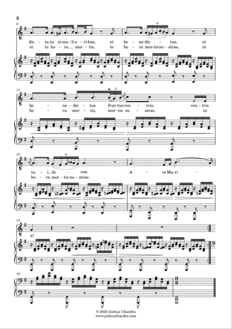 Ave Maria (Schubert) in G (Piano & Voice Parts in Latin) Voice scores gallery preview page 2