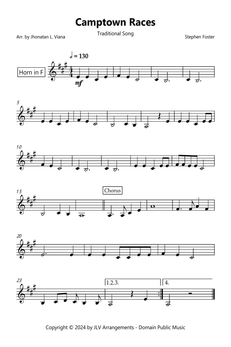 Camptown Races Horn Solo scores gallery preview page 1