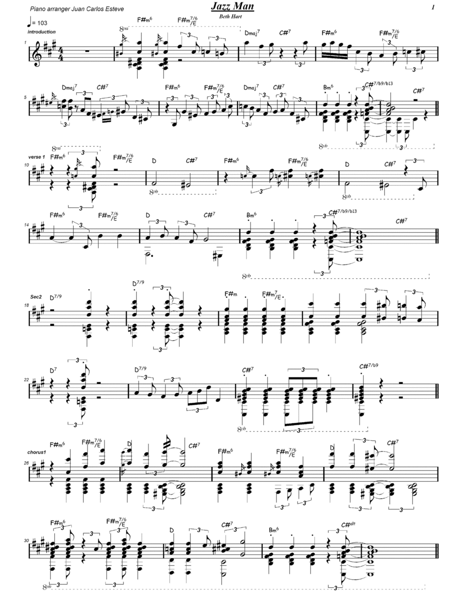 Jazz Man Piano Solo scores gallery preview page 1