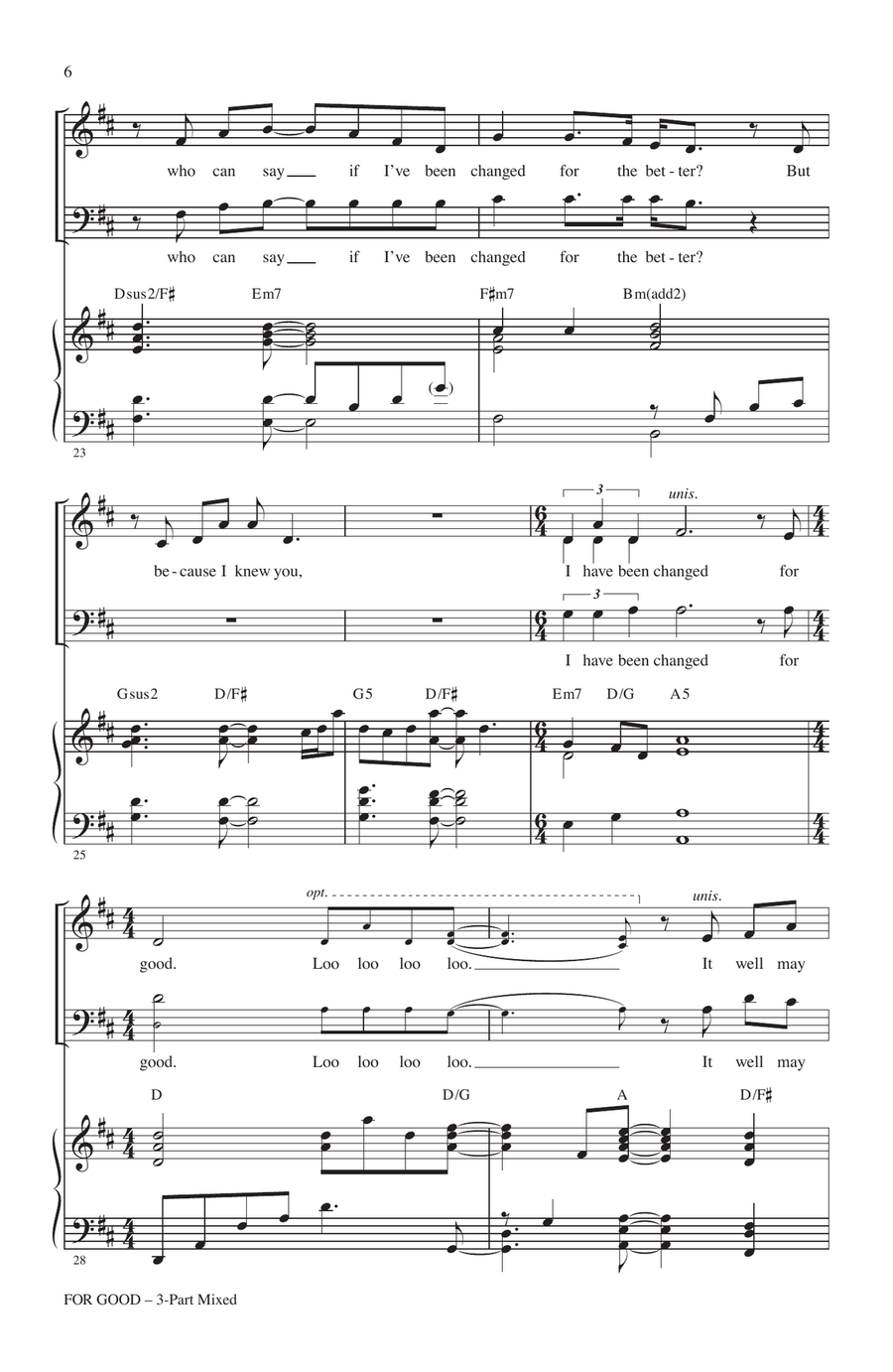 For Good (from Wicked) (arr. Roger Emerson) 3-Part scores gallery preview page 4