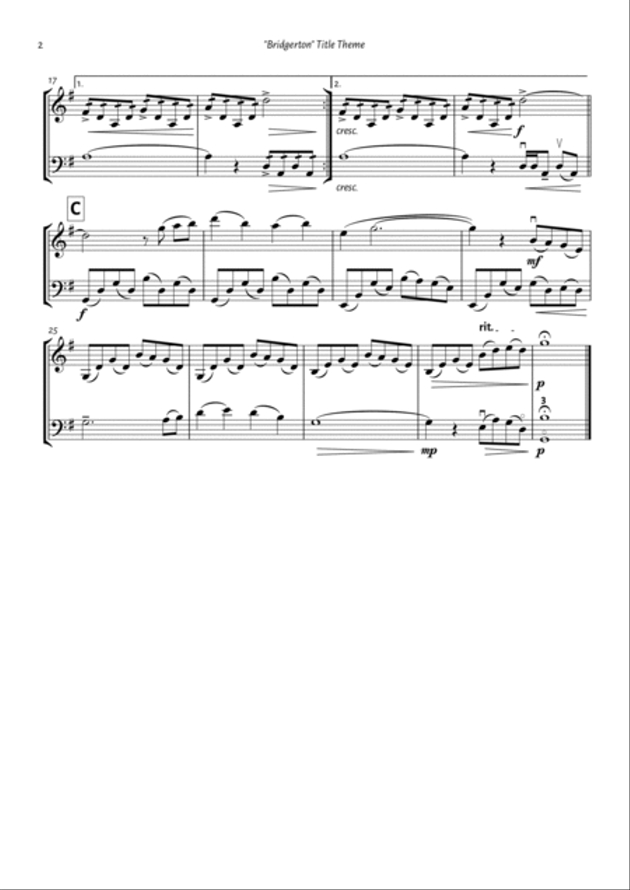 Bridgerton Theme String Duet scores gallery preview page 2