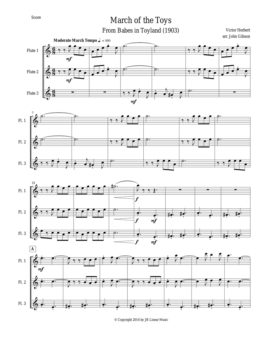 March of the Toys by Victor Herbert set for Flute Trio Flute Solo scores gallery preview page 1
