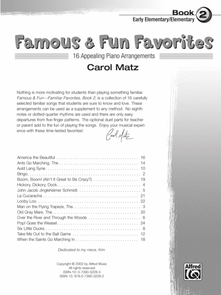 Famous & Fun Favorites, Book 2