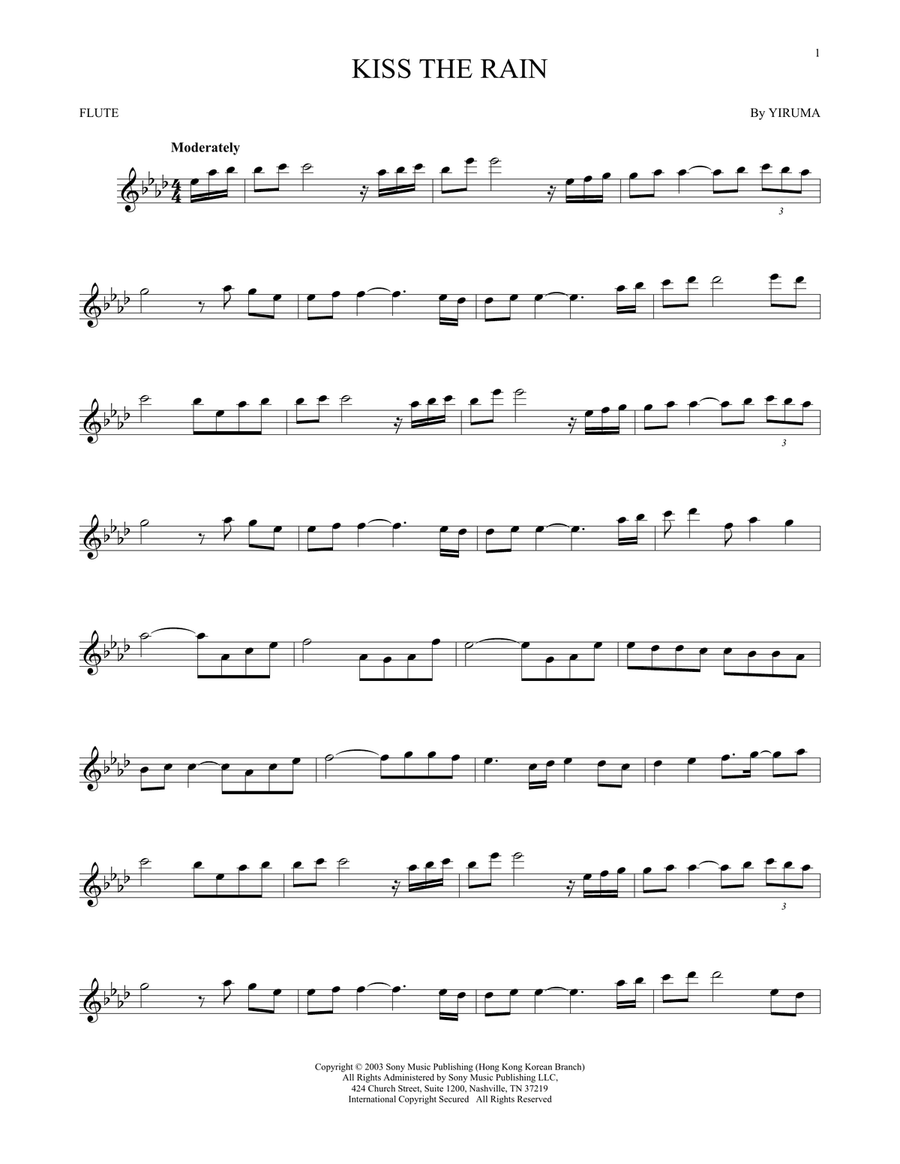 Kiss The Rain Kiss The Rain Flute Solo scores gallery preview page 1