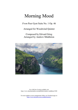 Book cover for "Morning Mood" from Peer Gynt arranged for Woodwind Quintet