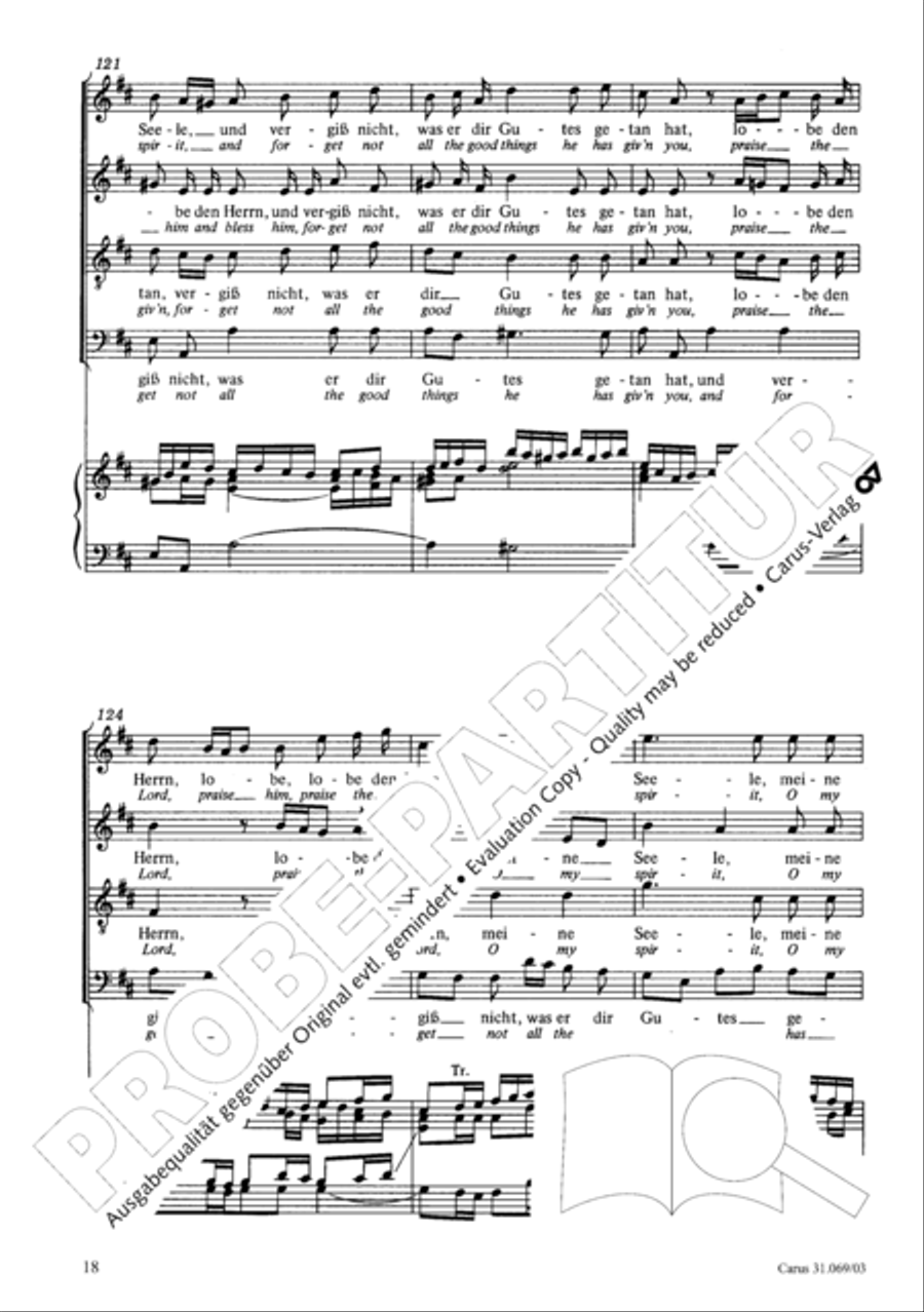 Praise the Lord, O my spirit (Lobe den Herrn, o meine Seele) 4-Part scores gallery preview page 18