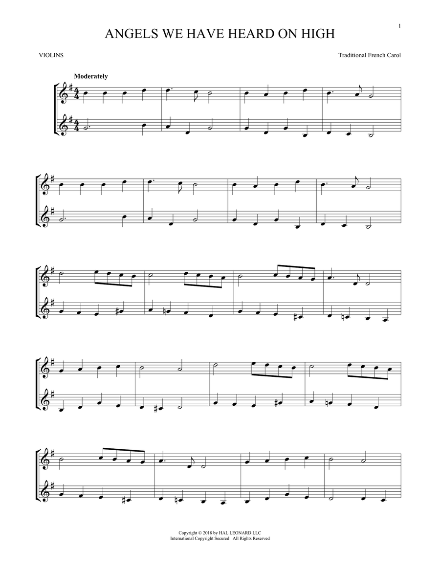 Angels We Have Heard On High String Duet scores gallery preview page 1