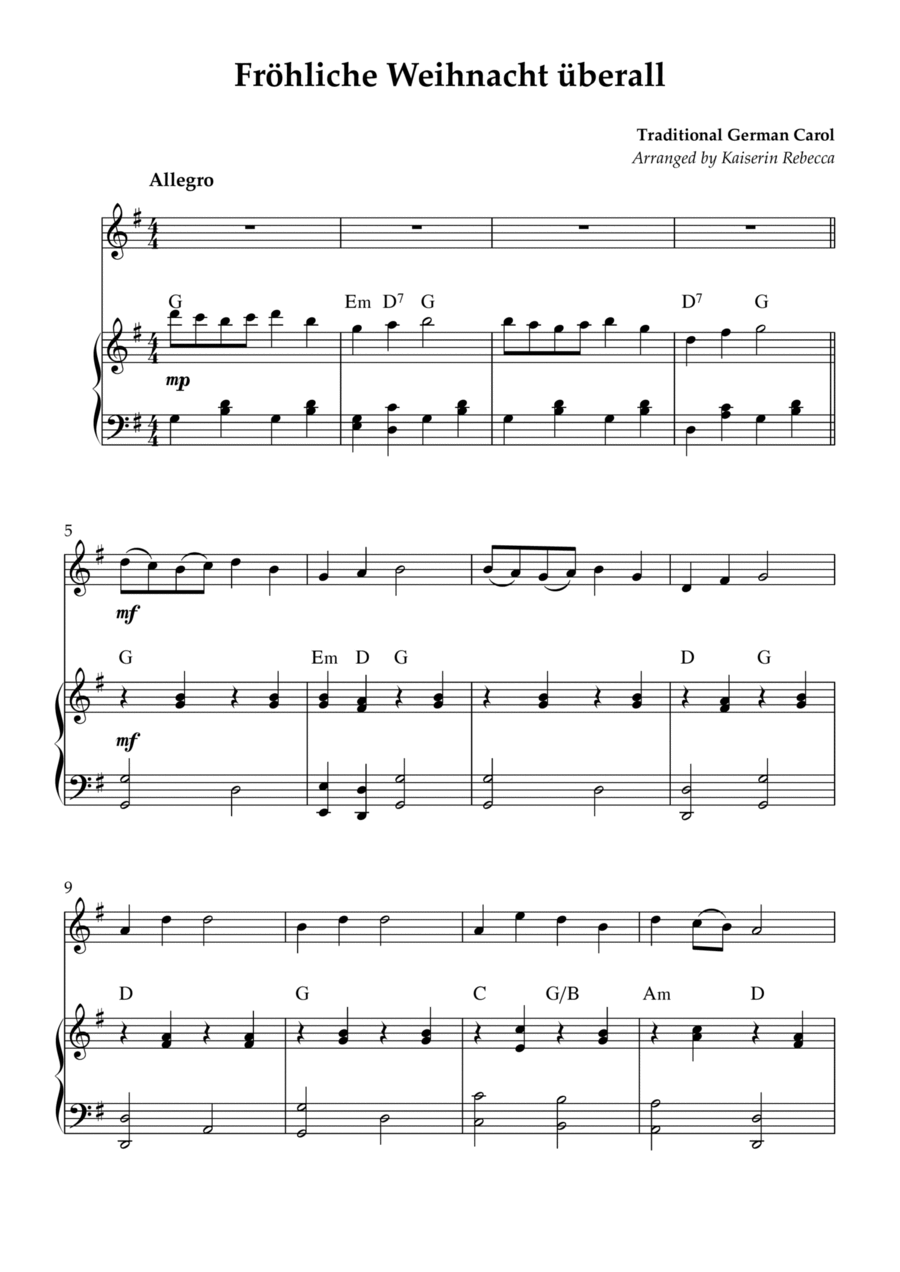 Fröhliche Weihnacht überall Violin Solo scores gallery preview page 1
