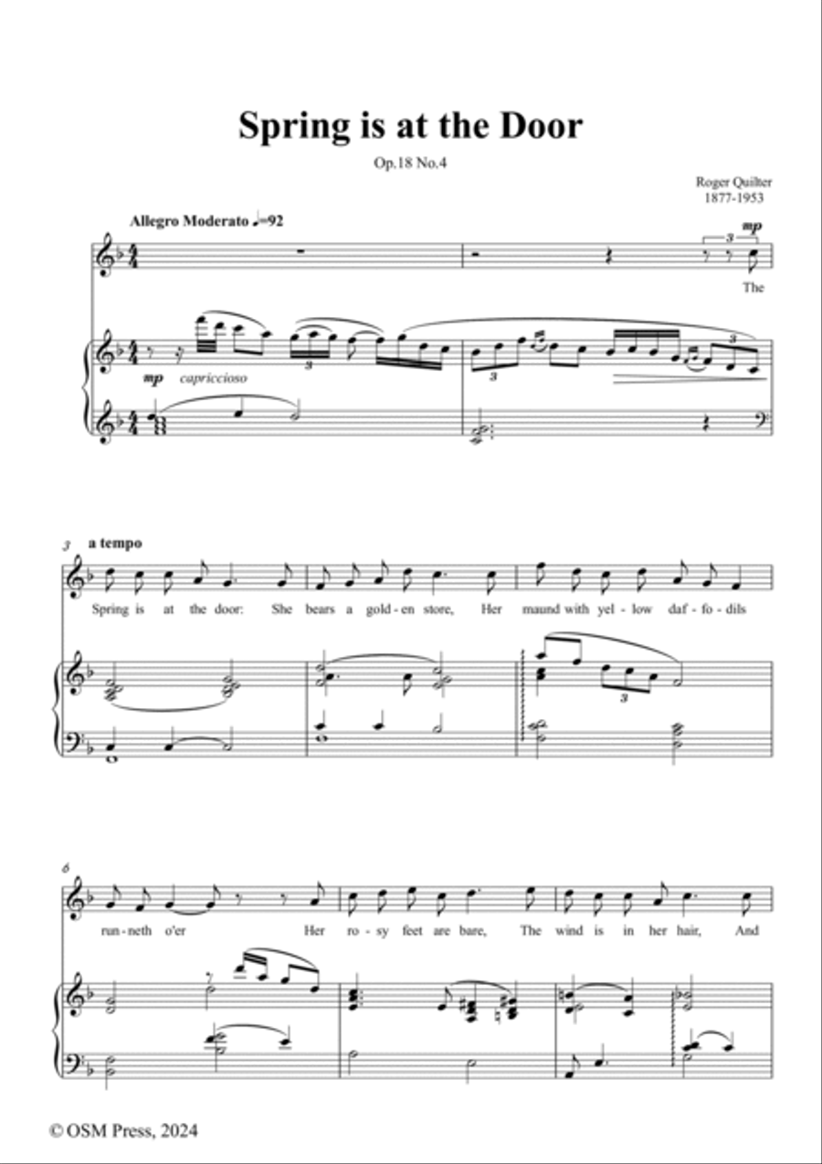 Quilter-Spring is at the Door,in F Major,Op.18 No.4 Voice scores gallery preview page 2