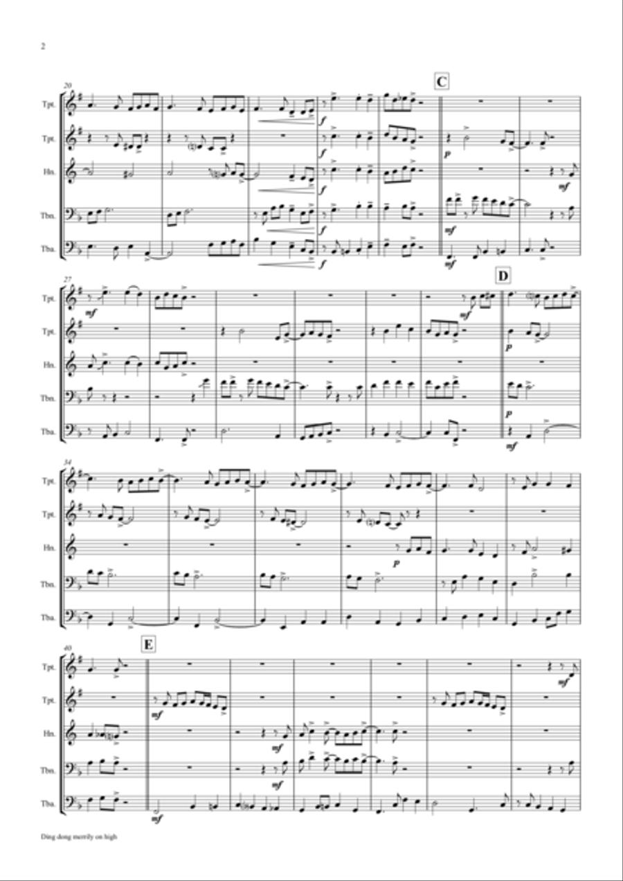 Ding dong merrily on high - Swing - Brass Quintet Brass Quintet scores gallery preview page 3