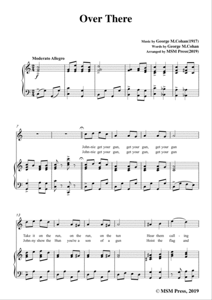 George M. Cohan-Over There,in C Major,for Voice&Piano Voice scores gallery preview page 3