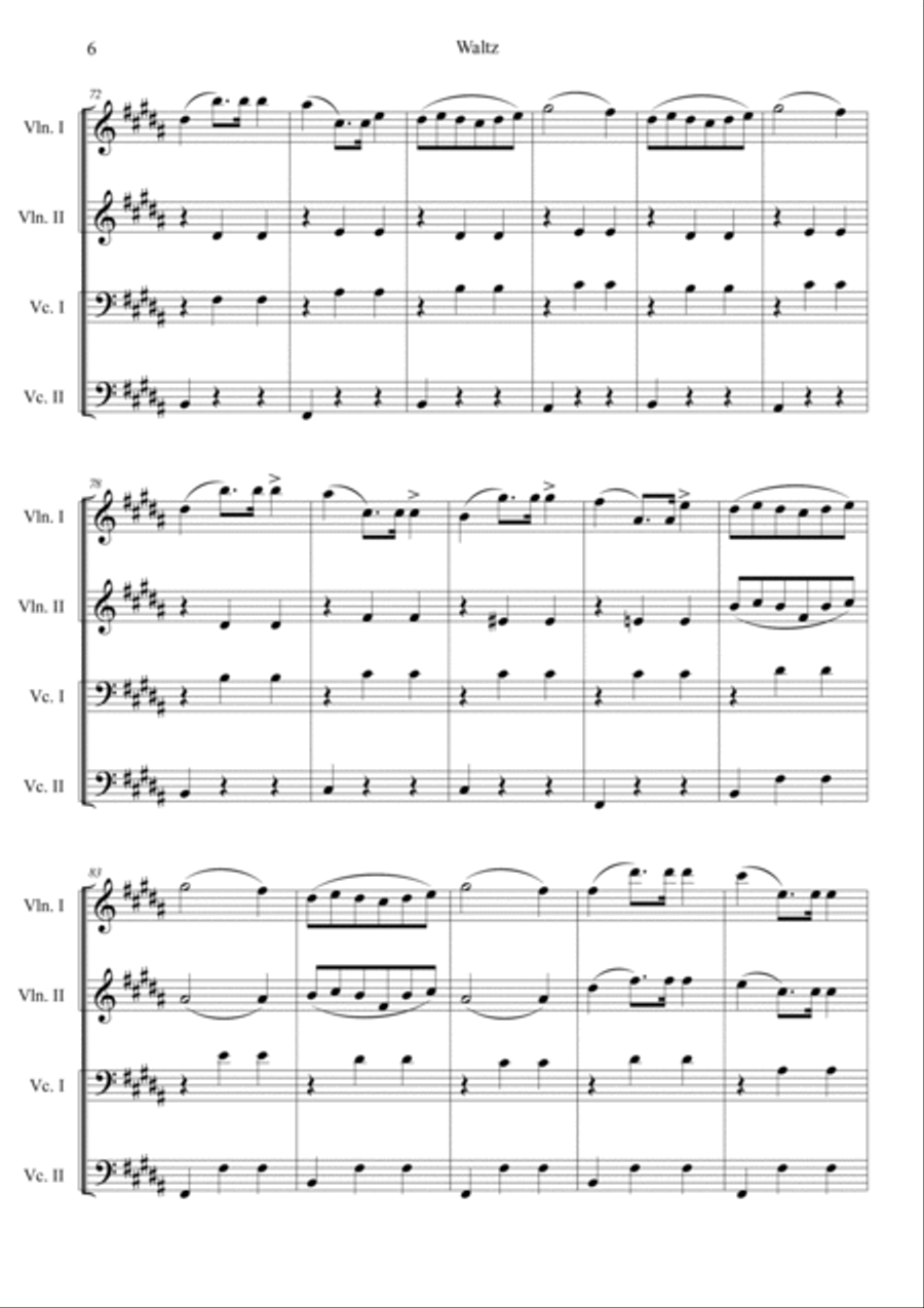 Waltz No.10 in B Minor Op.69, No.2 String Quartet scores gallery preview page 6