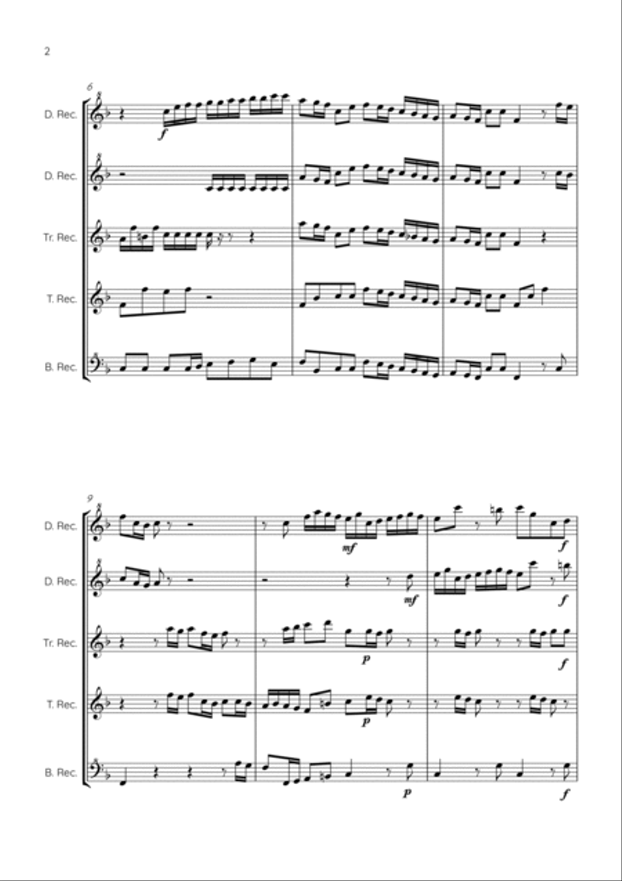 Brandenburg Concerto No.3, 1st movement - recorder quintet image number null