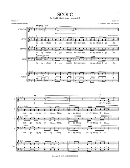 "Score" (#1 from Three Weber Sonnets) SATB divisi unaccompanied image number null