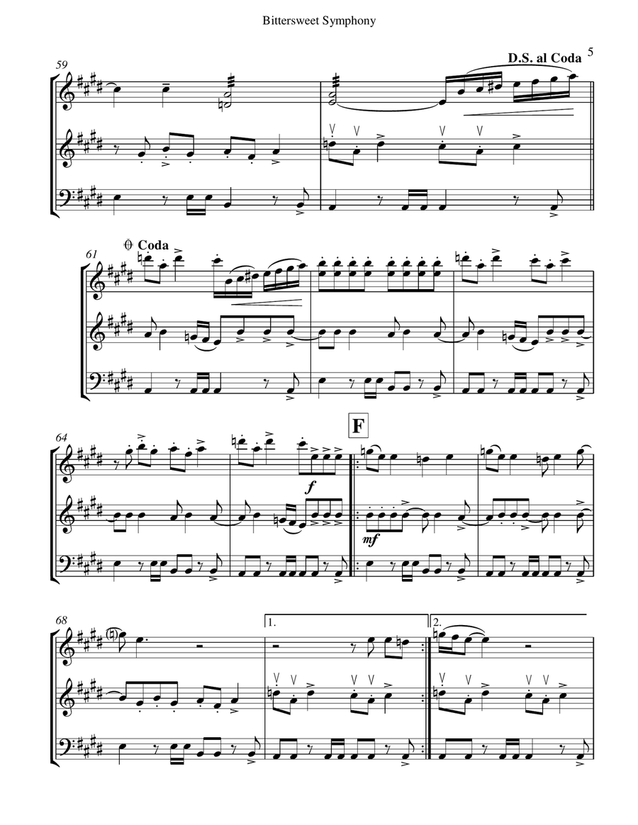 Bittersweet Symphony String Trio scores gallery preview page 6