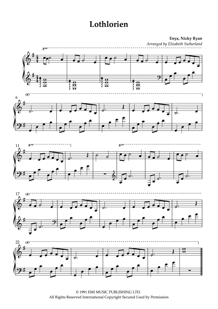 Lothlorien Celtic Harp scores gallery preview page 1