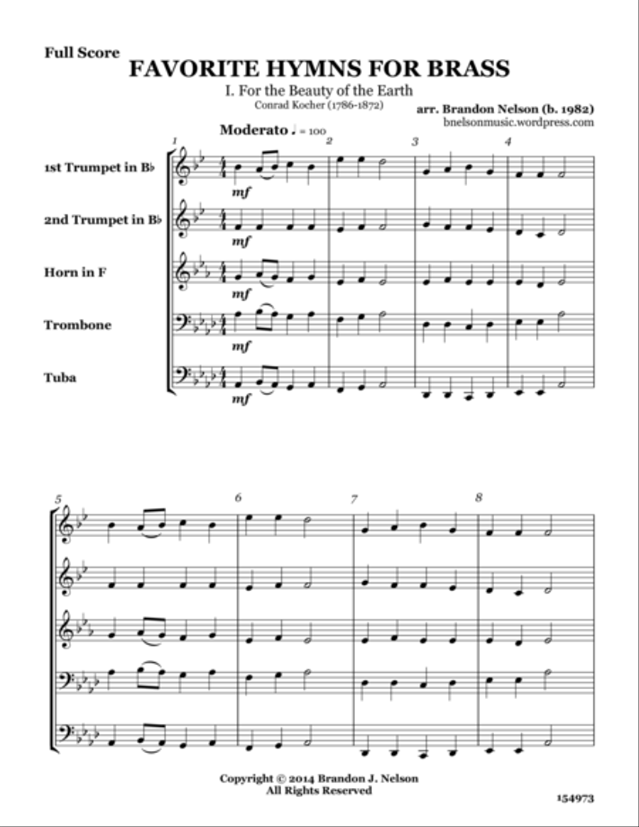 Favorite Hymns for Brass Quintet Brass Quintet scores gallery preview page 2
