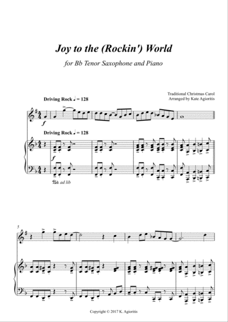 Joy to the (Rockin') World - Tenor Saxophone and Piano Tenor Saxophone scores gallery preview page 2