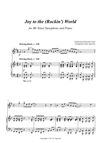 Joy to the (Rockin') World - Tenor Saxophone and Piano image number null