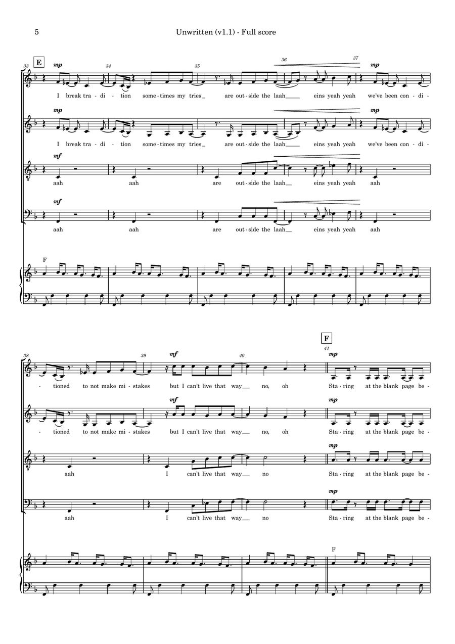 Unwritten Unwritten 4-Part scores gallery preview page 5