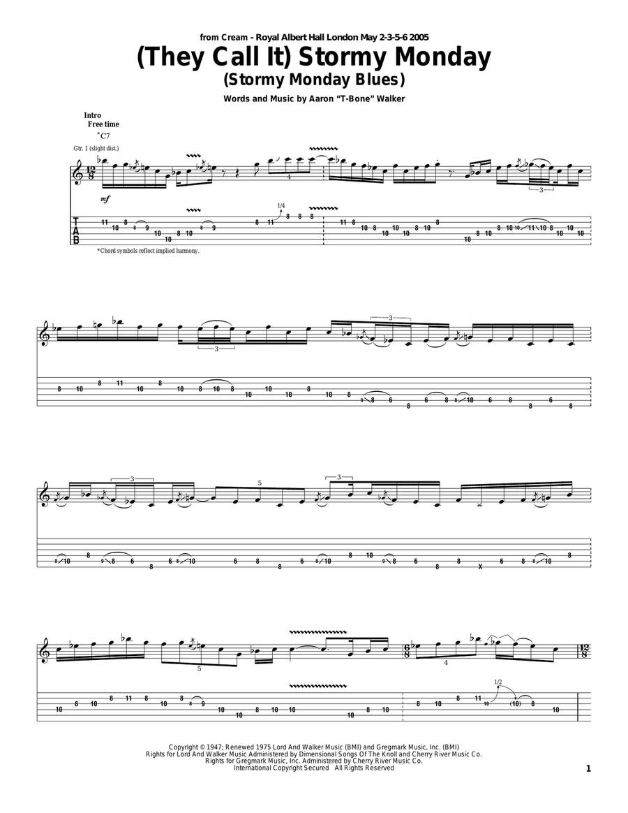 (They Call It) Stormy Monday (Stormy Monday Blues) Acoustic Guitar scores gallery preview page 1