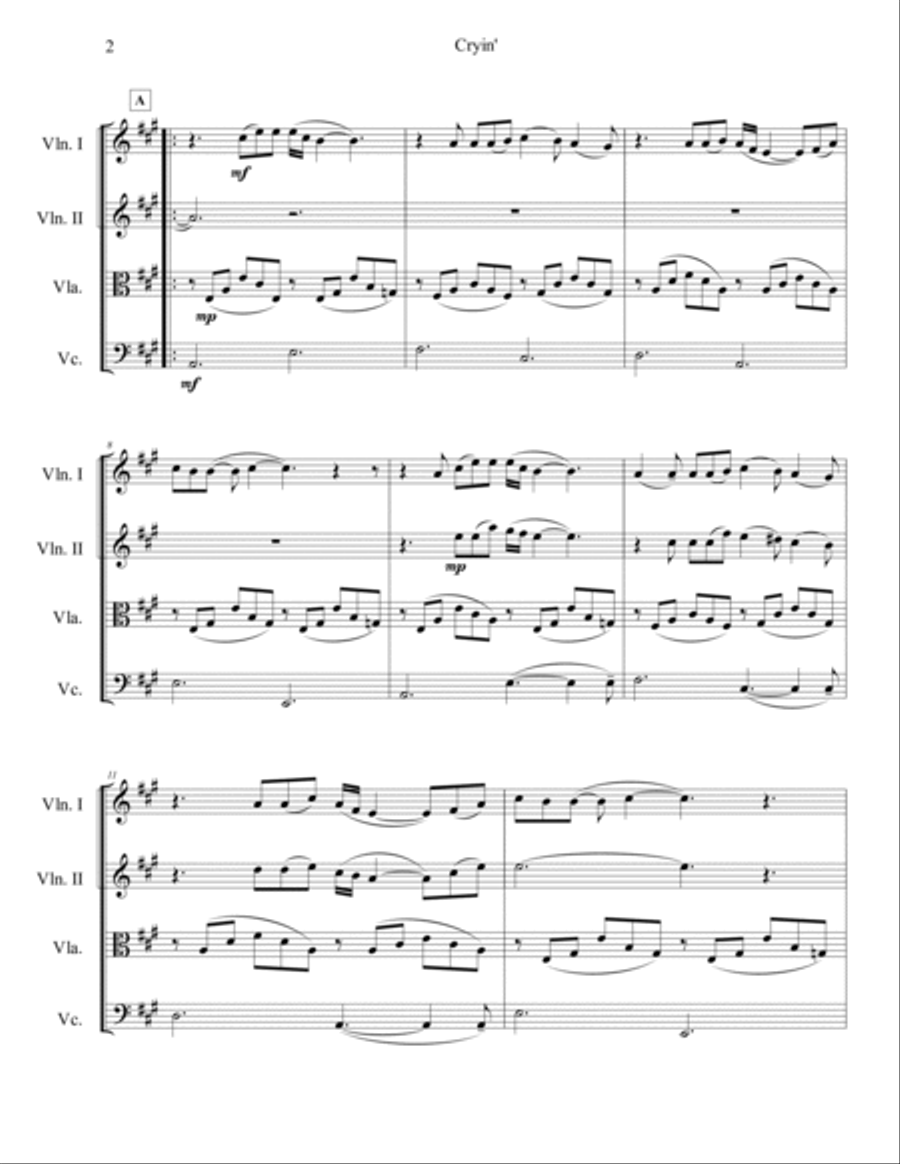 Cryin' Cryin' String Quartet scores gallery preview page 4