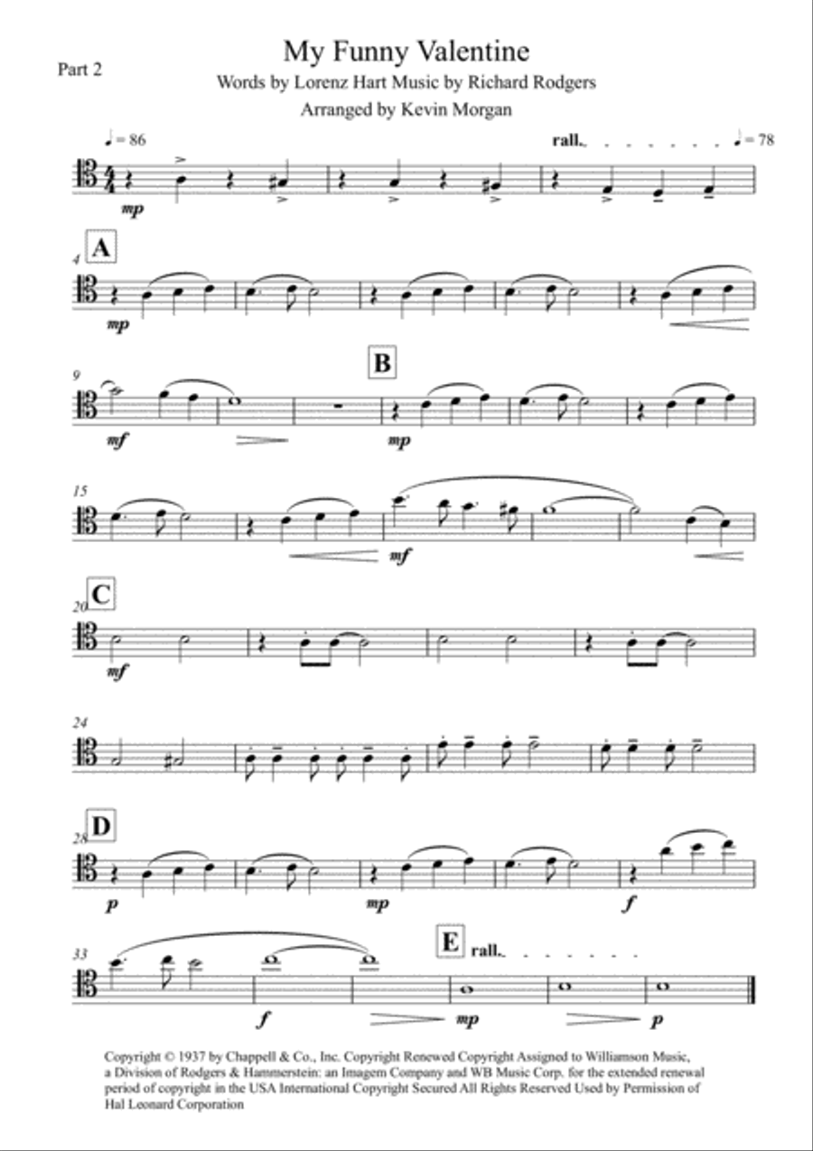 My Funny Valentine Woodwind Quartet scores gallery preview page 5
