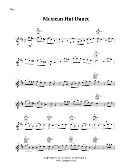 Mexican Hat Dance - Flute Solo with Guitar Chords image number null