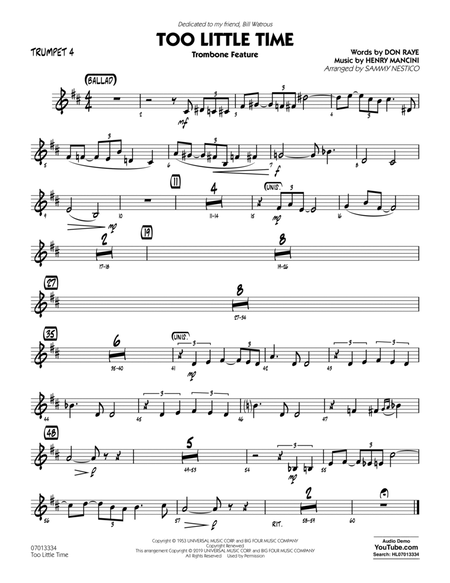Too Little Time (arr. Sammy Nestico) - Conductor Score (Full Score) - Trumpet 4