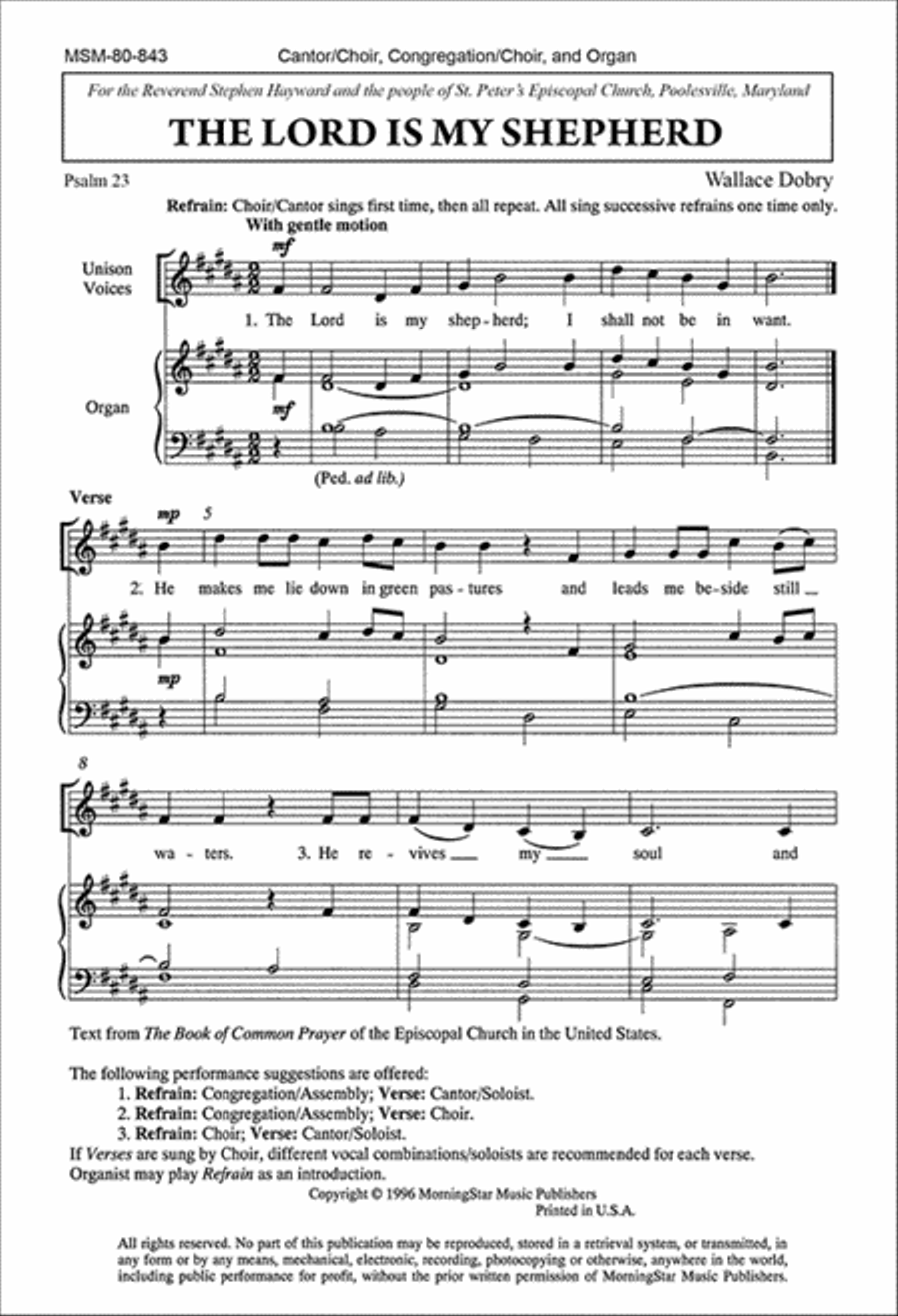 The Lord Is My Shepherd The Lord Is My Shepherd Unison Choir scores gallery preview page 1