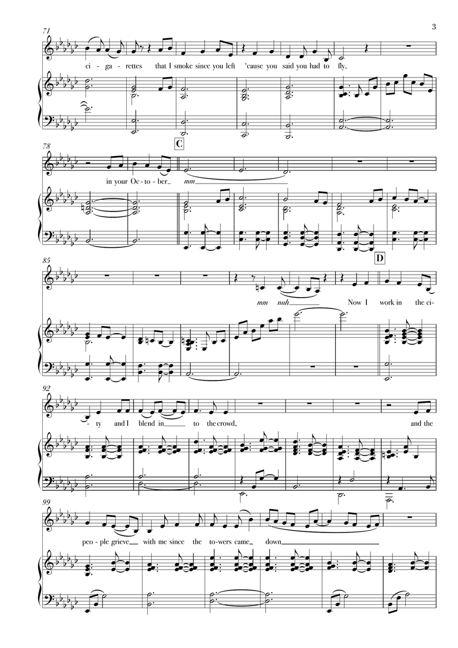 October Sky - Electric Lady Piano, Vocal scores gallery preview page 3
