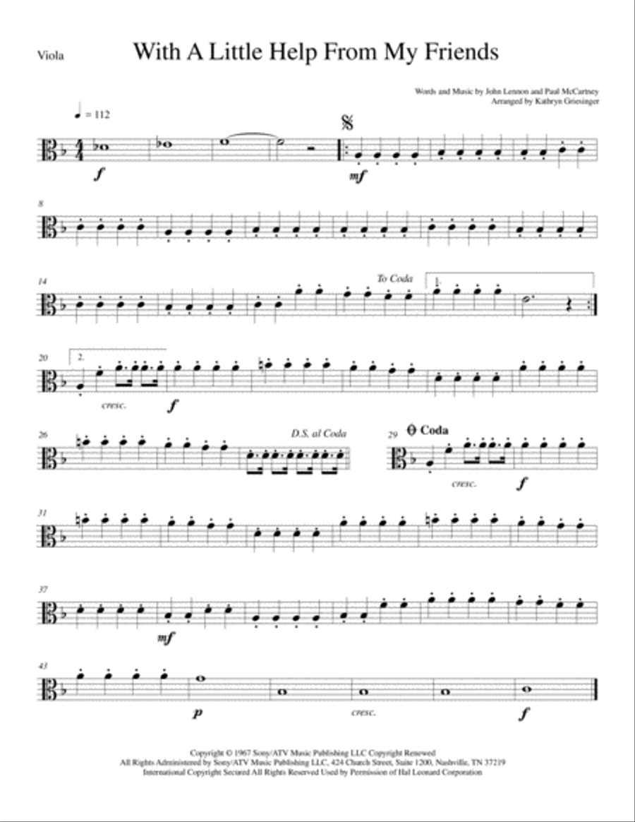 With A Little Help From My Friends String Quartet scores gallery preview page 3