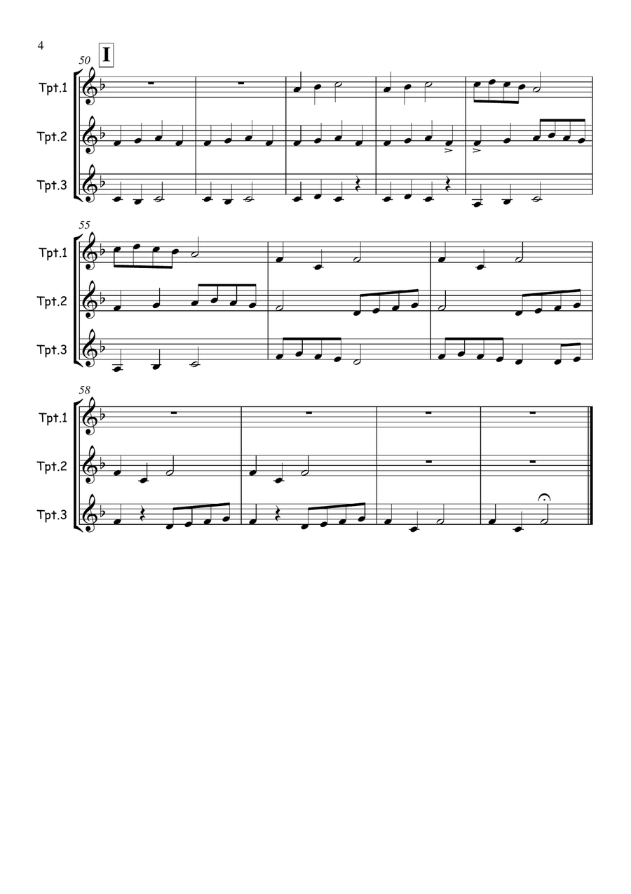 Three French Songs for Easy Trumpet Trio Trumpet Trio scores gallery preview page 4