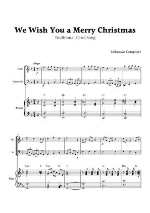 We Wish you a Merry Christmas for Violin and Cello Duet with Piano