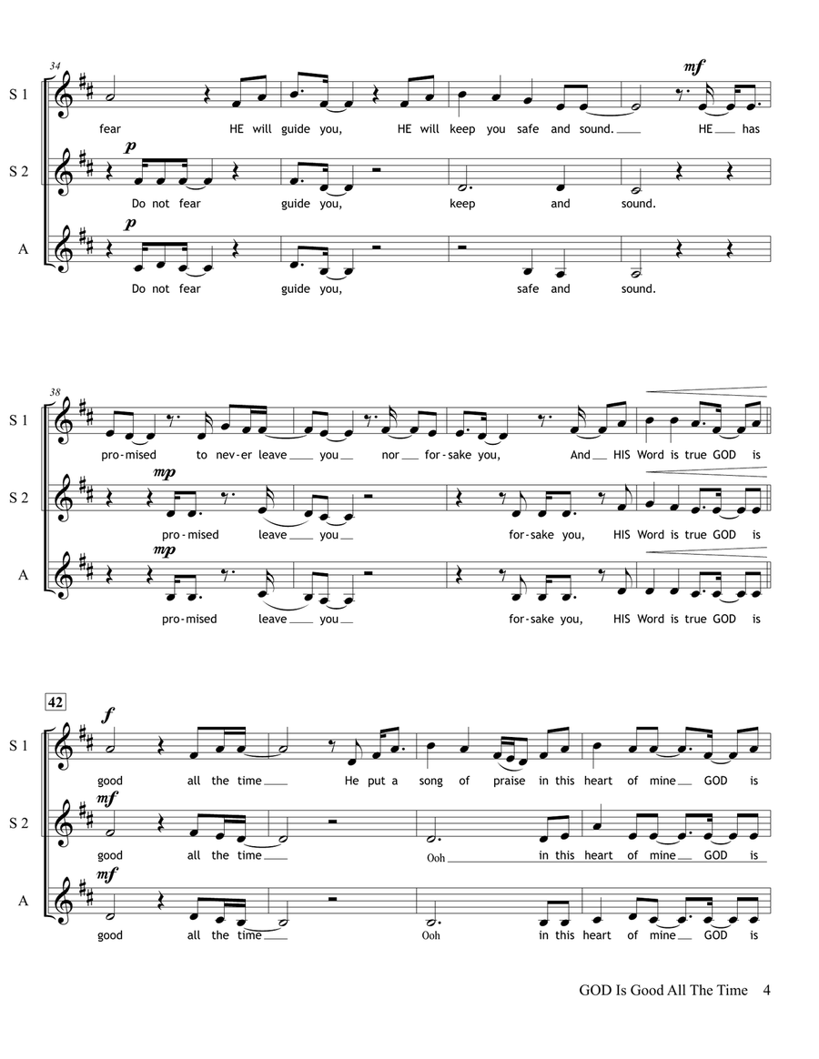 God Is Good All The Time SSA scores gallery preview page 5