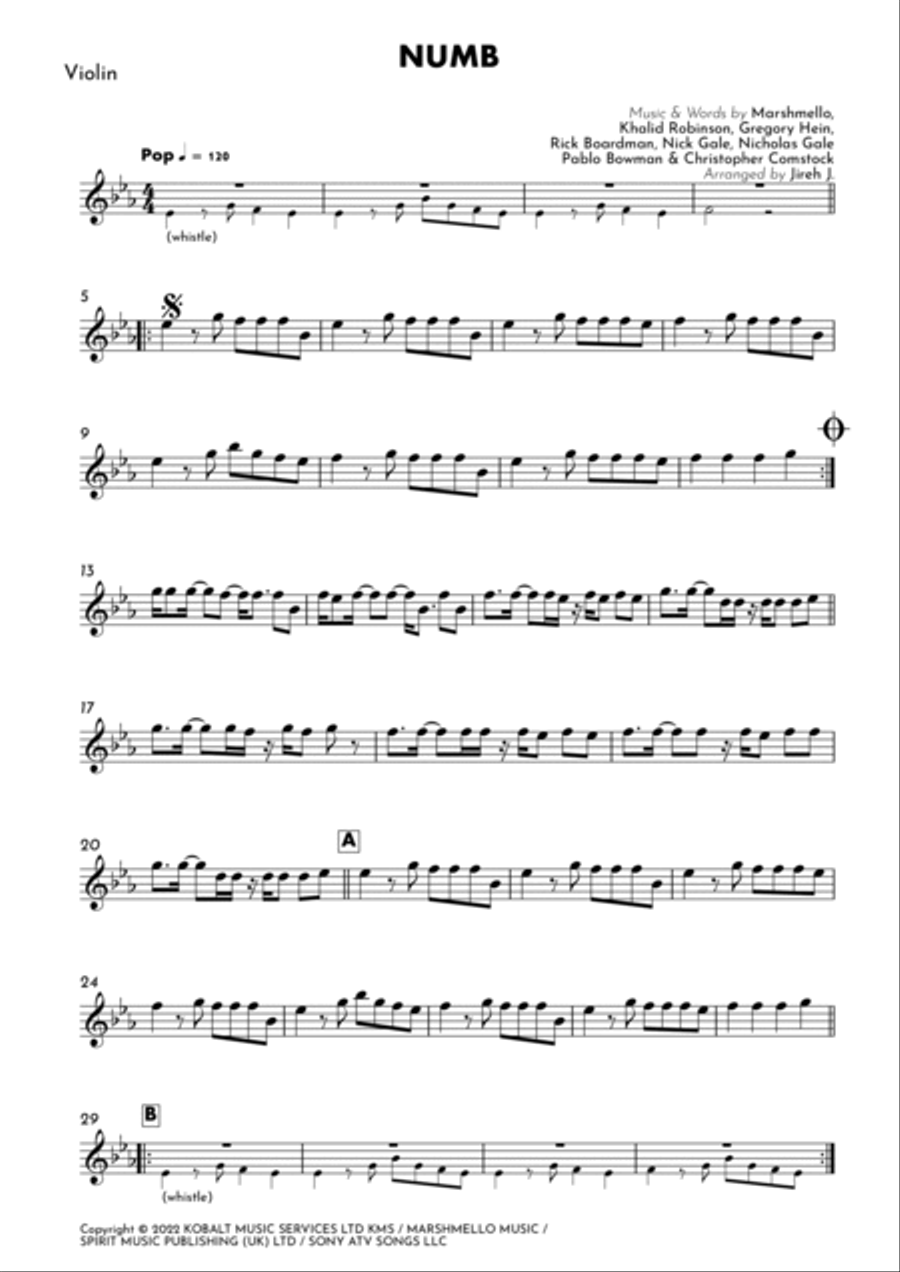 Numb Numb Violin Solo scores gallery preview page 2