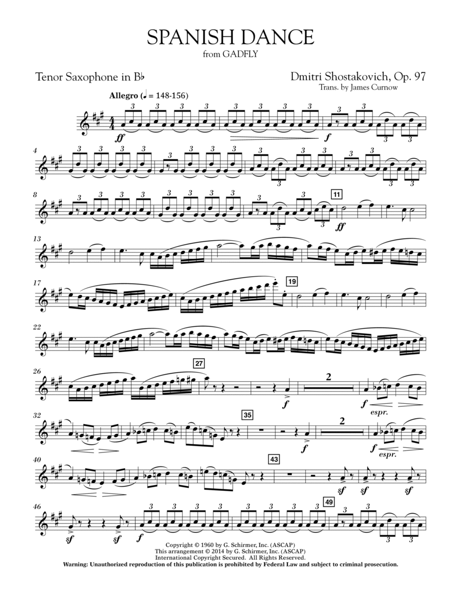 Spanish Dance (from The Gadfly) - Bb Tenor Saxophone Concert Band scores gallery preview page 1