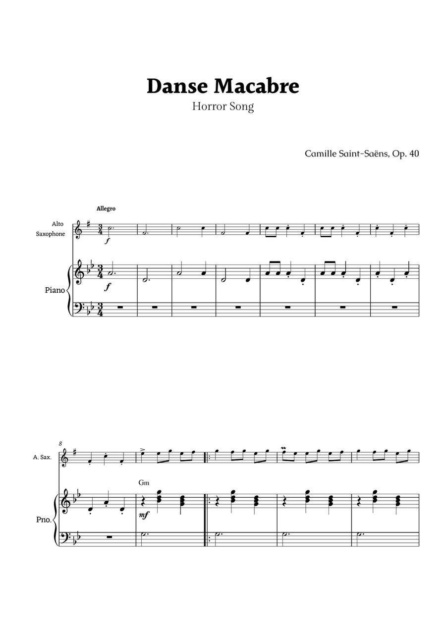 Danse Macabre by Saint-Saëns Chamber Music scores gallery preview page 1