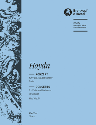 Book cover for Violin Concerto in G major Hob VIIa:4*