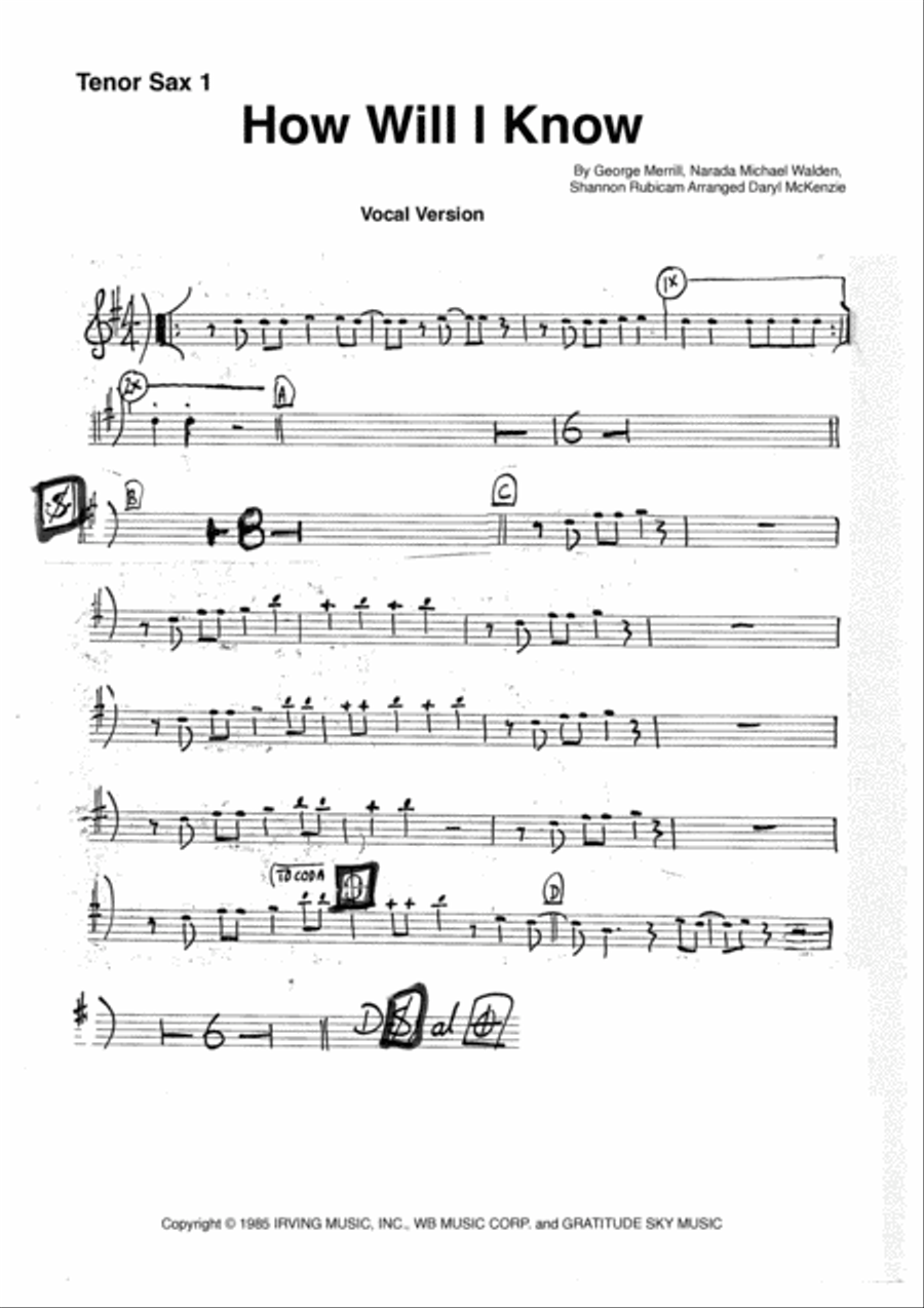 How Will I Know Saxophone scores gallery preview page 5