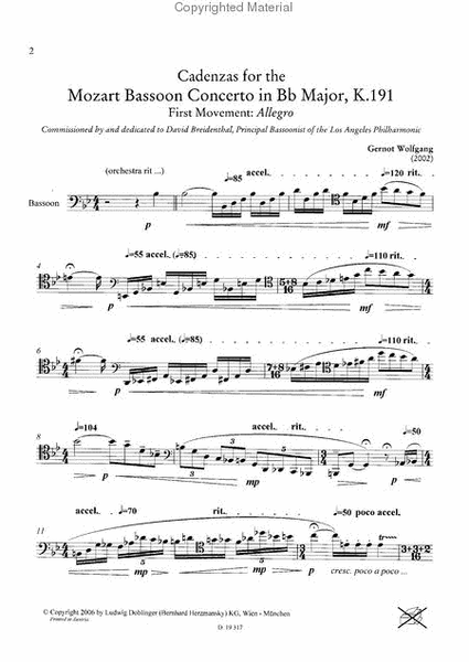 Kadenz zu W.A.Mozart Fagottkonzert in B-Dur
