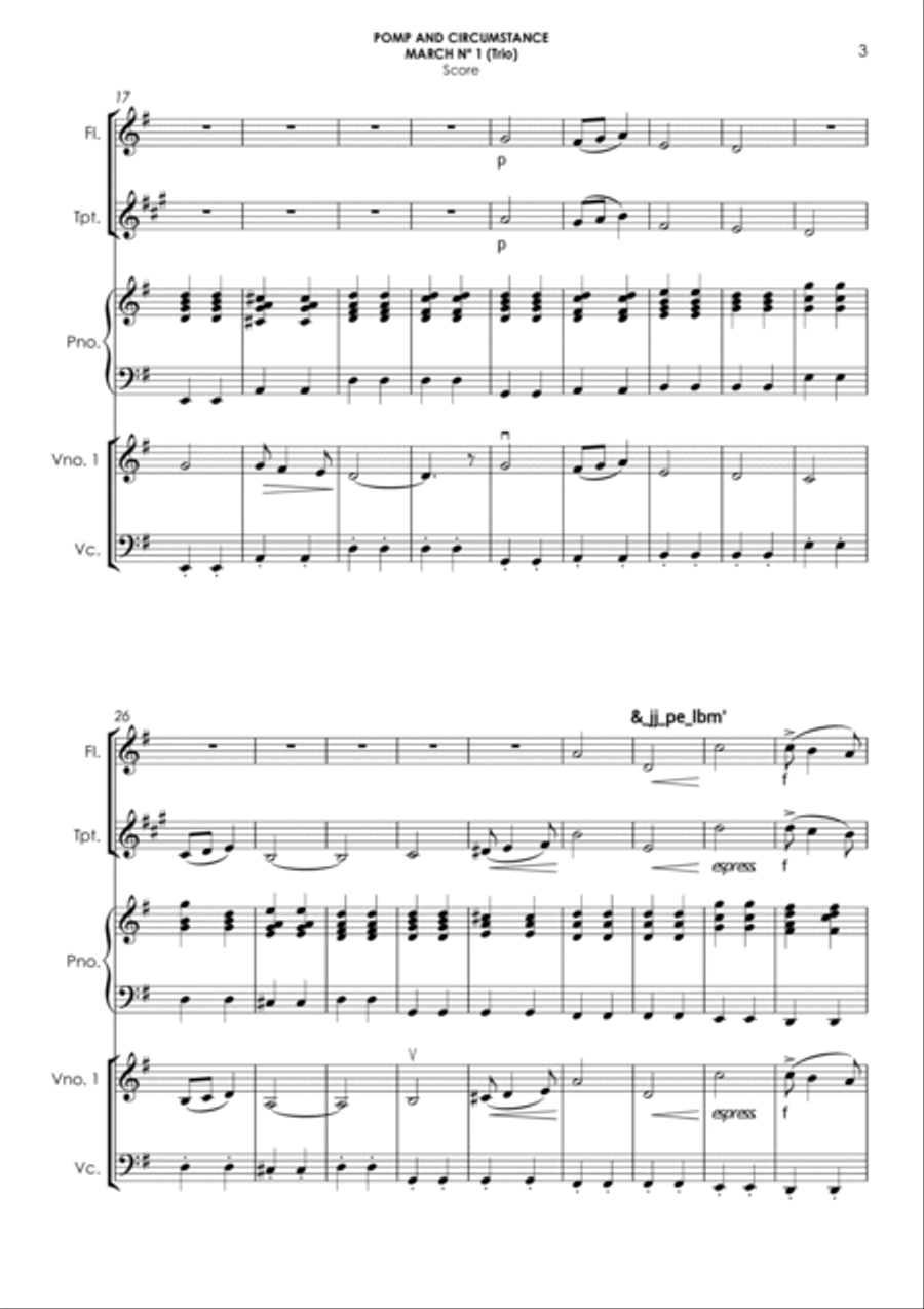 Pomp and Circumstance No. 1 (trio) - for flexible ensemble Small Ensemble scores gallery preview page 3