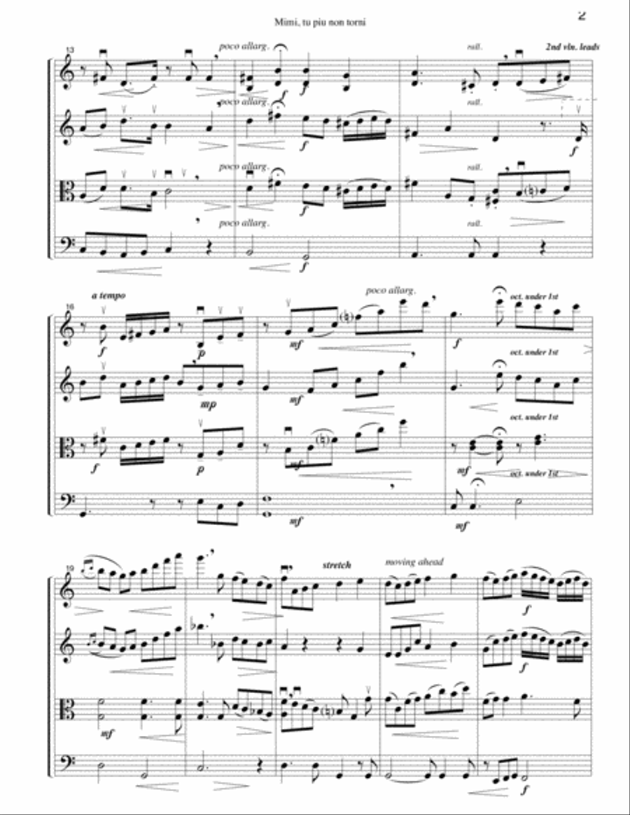O Mimi, tu più non torni (from La Boheme) String Quartet scores gallery preview page 2